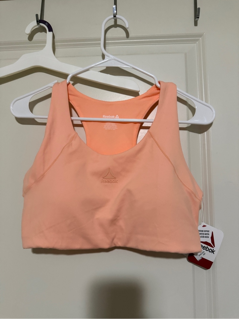 Reebok Peach Racerback Sports Bra - Light Coral